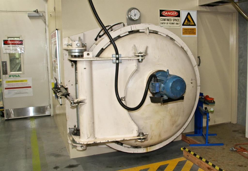 Door of one of the 50metre long autoclaves at Southern Spars - Southern Spars, Avondale facility, Auckland NZ April 18, 2016 photo copyright Richard Gladwell www.photosport.co.nz taken at  and featuring the  class