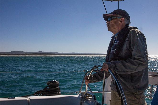 Prepared for a bar crossing does mean having the PFD on! This is at the Wide Bar Bar. ©  John Curnow