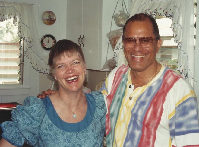 Myself and my friend Buddy (Richard) Naluai, organist extraordinaire, chef, flower arranger. © Laurence Roberts and Mary Anne Unrau