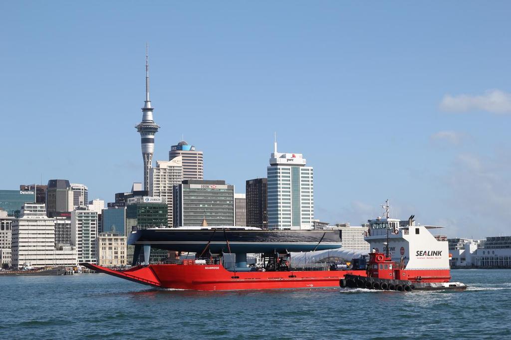 Easy transport - Cygnus Montanus in transit down the the Waitemata from from her builders in west Auckland © Matt Crawford mattcrawfordphotography.com