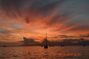 Sunset over Moorea from Taina Marina anchorage photo copyright Andrew and Clare Payne taken at  and featuring the  class