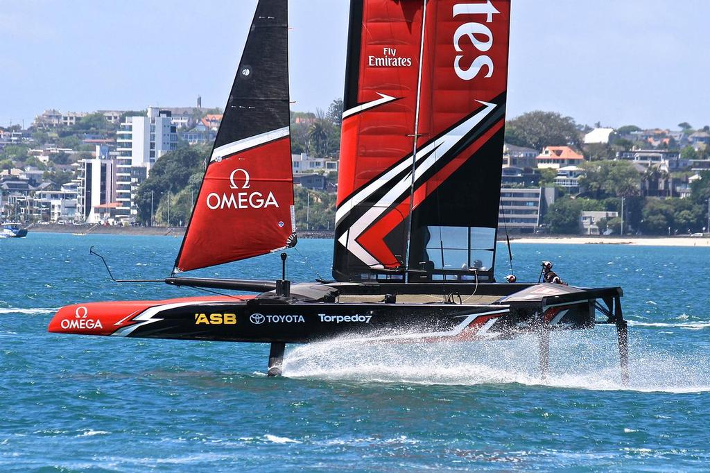 Peter Burling and Blair Tuke training with the rest of Emirates Team New Zealand sailing crew - Waitemata Harbour, November 9, 2016 photo copyright Richard Gladwell www.photosport.co.nz taken at  and featuring the  class