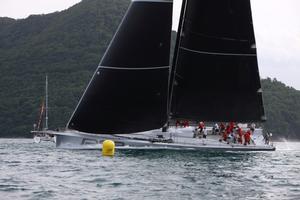 Rambler 88 crosses the finish line to take the ARC Course Record in 8 days 6 hours 29 minutes and 15 Seconds - Atlantic Rally for Cruisers photo copyright WCC / Tim Wright / Photoaction.com taken at  and featuring the  class