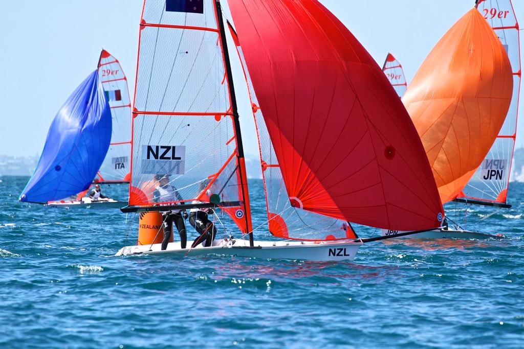 NZL Womens 29er crew - Aon Youth Worlds 2016, Torbay, Auckland, New Zealand, Day 2 photo copyright Richard Gladwell www.photosport.co.nz taken at  and featuring the  class