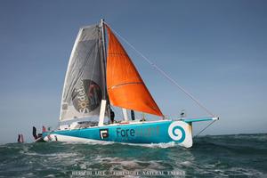  - Vendee Globe - Conrad Colman finishes under Jury Rig in Les Sables d&rsquo;Olonne - February 24, 2017 photo copyright  Olivier Blanchett / DPPI / Vendee Globe http://www.vendeeglobe.org/ taken at  and featuring the  class