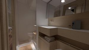 Xp 55 Owner's head with separate shower compartment and new joinery unit with Corian counter top. photo copyright X-Yachts taken at  and featuring the  class