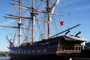 SSV Oliver Hazard Perry at Newport Shipyard before fueling with B20 provided by Newport Biodiesel. photo copyright OHPRI taken at  and featuring the  class