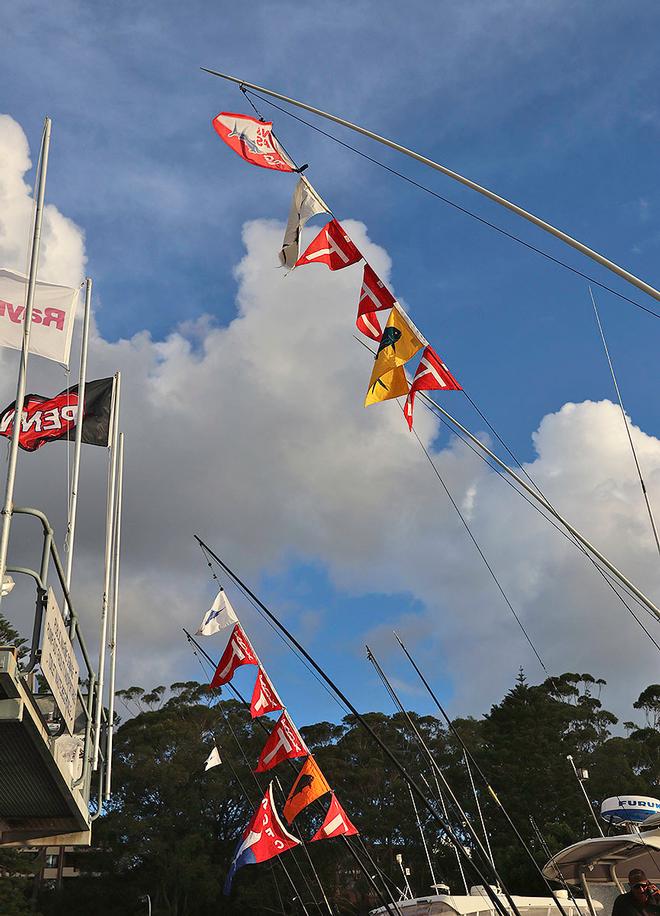 The flags proudly flying from the outriggers show the number of tags deployed and also the species into which they went. - 2017 NSWGFA Interclub sponsored by Pantaenius ©  John Curnow