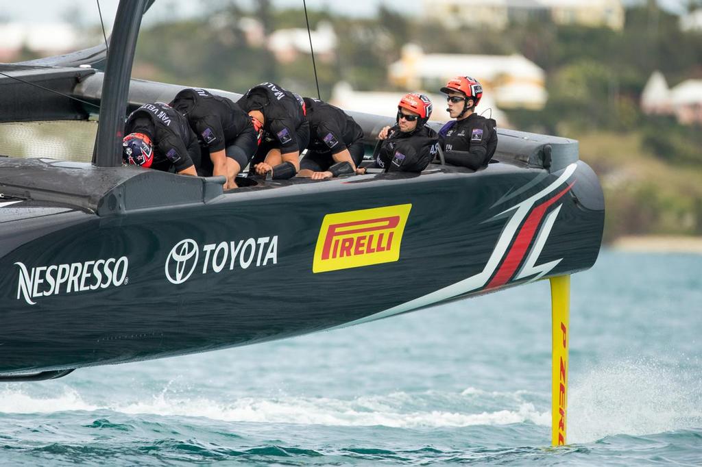 13/05/17- Emirates Team New Zealand sailing on Bermuda’s Great Sound testing in the lead up to the 35th America’s Cup © Hamish Hooper/Emirates Team NZ http://www.etnzblog.com