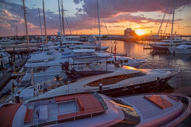 An array of both power and sailing yachts represented diverse chartering options at the 2017 Newport Charter Yacht Show ©  Jennifer Tinkoff