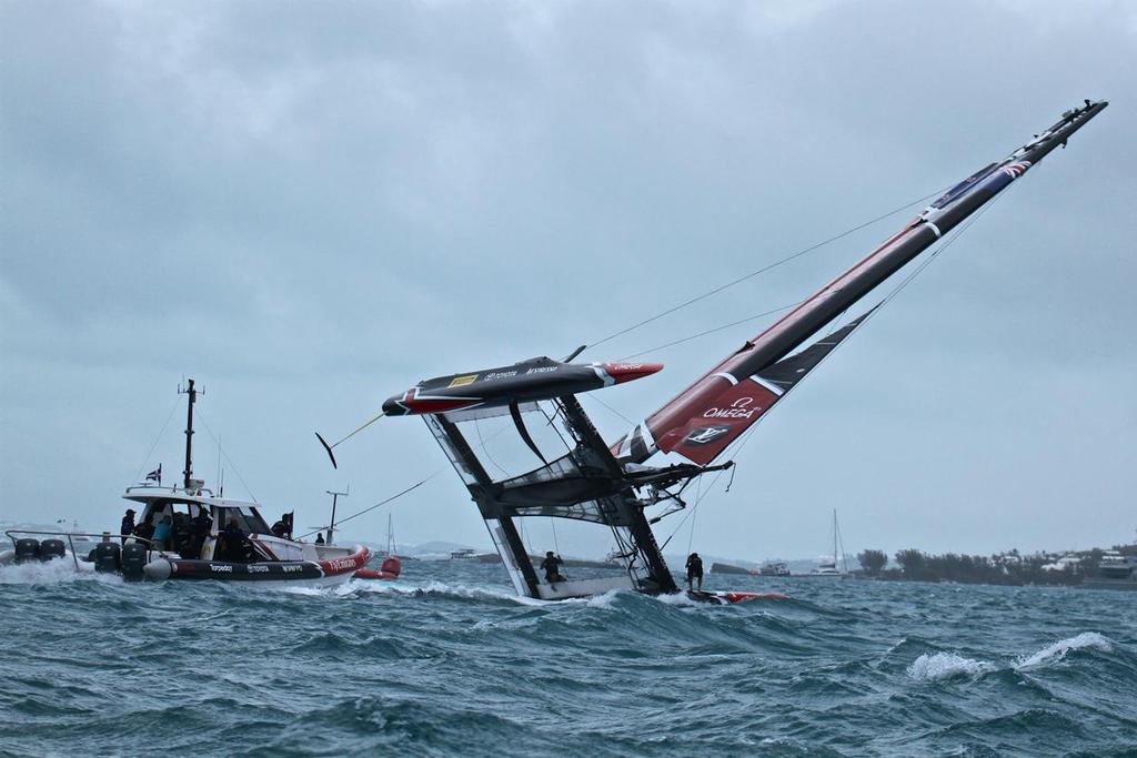 Emirates Team New Zealand being righted - Semi-Final, Day 11 - 35th America's Cup - Bermuda  June 6, 2017 © Richard Gladwell www.photosport.co.nz