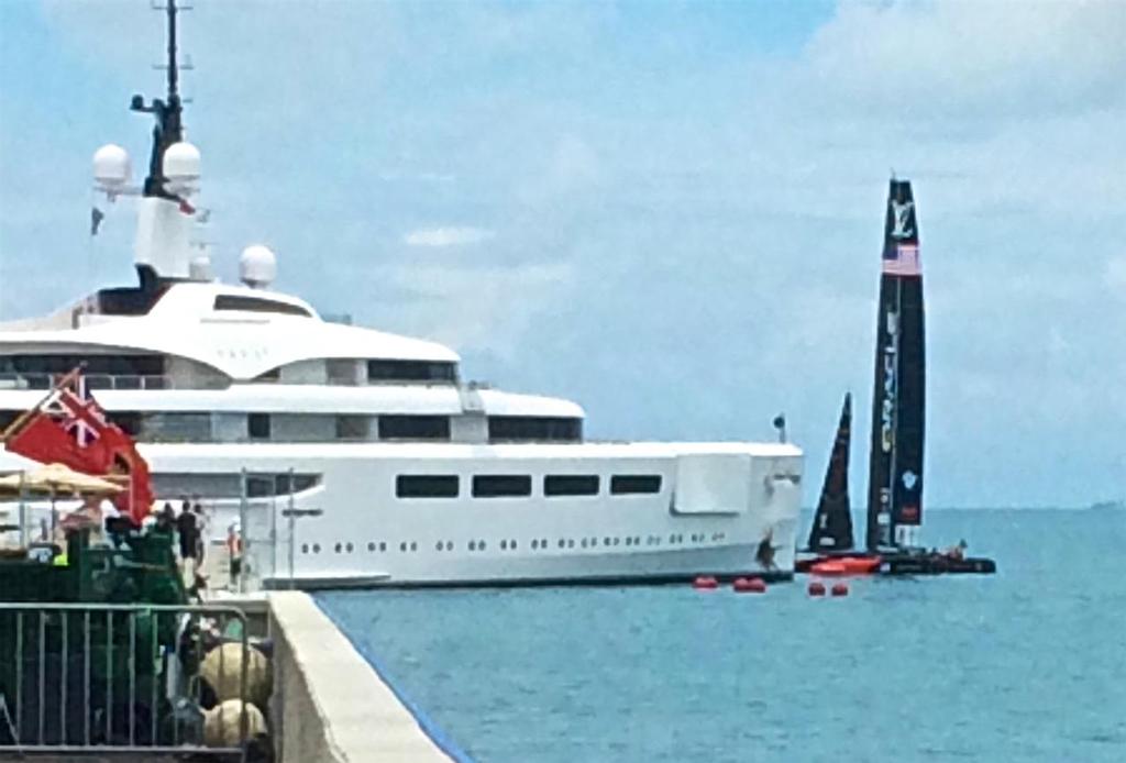 Oracle Team USA passes Ernesto Bertarelli's Vava - June 23, 2017 America's Cup - Bermuda photo copyright Richard Gladwell www.photosport.co.nz taken at  and featuring the  class