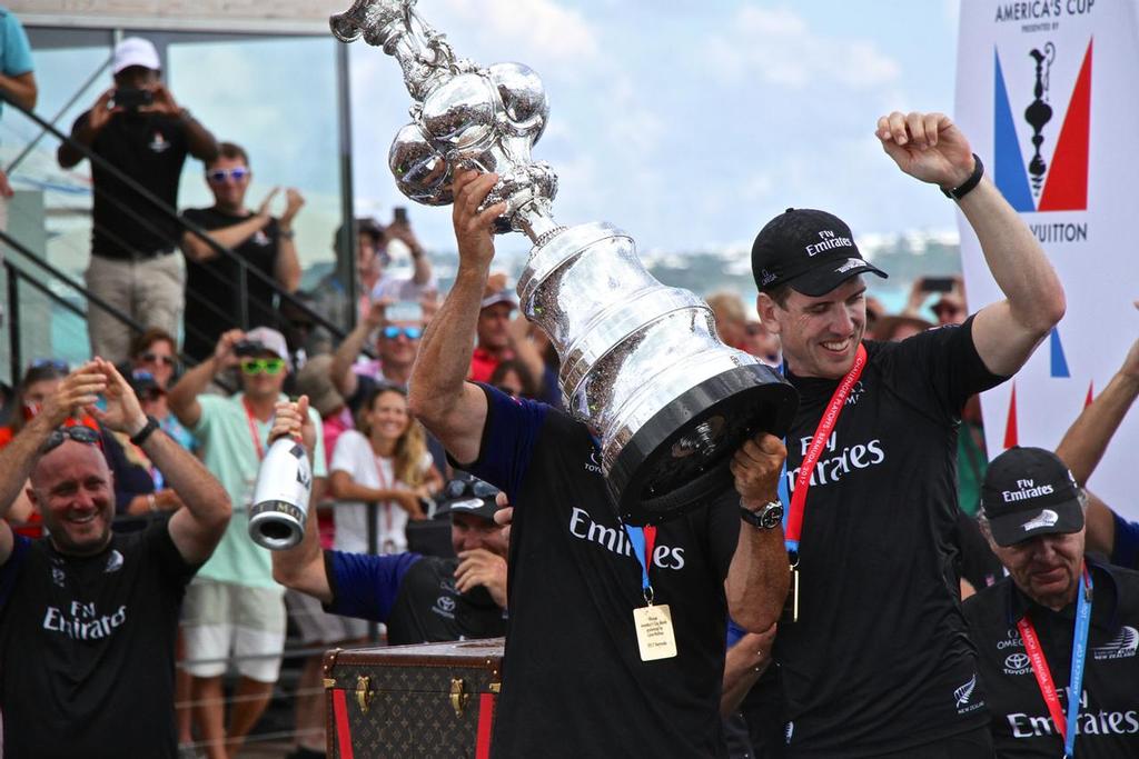  Peter Burling with the America's Cup - America's Cup 2017, June 26, 2017 - Great Sound Bermuda - photo © Richard Gladwell www.photosport.co.nz
