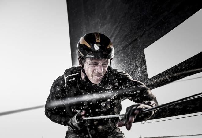 Extreme Sailing Series – Oman Air race team in action during practise racing. Skipper Phil Robertson (NZL) Peter Greenhalgh (GBR), Nasser Al Mashari (OMA), Ed Smyth (NZL) and James Wierzbowski (AUS)  © Lloyd Images http://lloydimagesgallery.photoshelter.com/