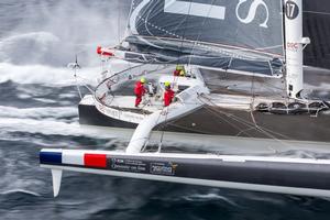 Francis Joyon at the helm of his maxi-trimaran IDEC Sport photo copyright Jean-Marie Liot / DPPI / IDEC http://www.trimaran-idec.com/ taken at  and featuring the  class