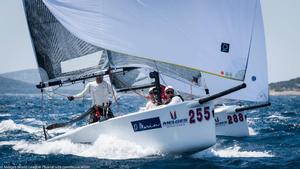 From left to right: Alexandr Ezhkov, PIROGOVO SAILING and Orel Kalomeni, ARCORA - 2017 Melges 20 European Championship photo copyright  Barracuda Communication / Melges World League taken at  and featuring the  class