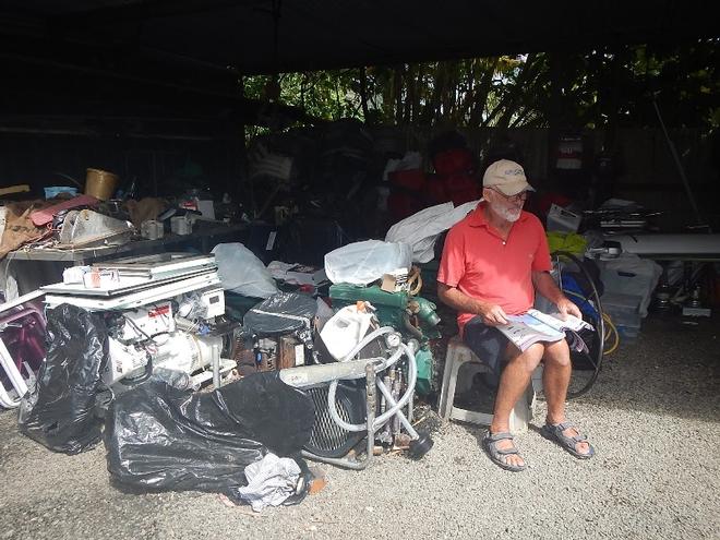 Andrew in amongst the salvaged items © Freedom and Adventure