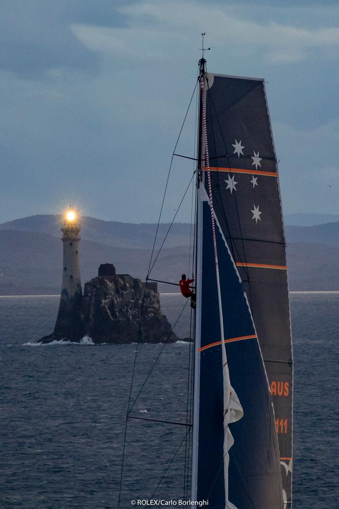 Cqs, Sail No: AUS 11111, Class: IRC Zero, Owner: Ludde Ingvall, Type: Supermaxi rounding the Fastnet Rock - 2017 Rolex Fastnet Race ©  Rolex / Carlo Borlenghi http://www.carloborlenghi.net