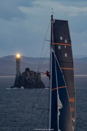 Cqs, Sail No: AUS 11111, Class: IRC Zero, Owner: Ludde Ingvall, Type: Supermaxi rounding the Fastnet Rock - 2017 Rolex Fastnet Race photo copyright  Rolex / Carlo Borlenghi http://www.carloborlenghi.net taken at  and featuring the  class
