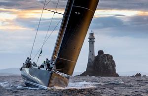 Nikata the115ft supermaxi is the longest yacht in the Rolex Fastnet Race and was followed into Plymouth by the seven VO65s competing in Leg Zero of the Volvo Ocean Race photo copyright  Rolex/ Kurt Arrigo http://www.regattanews.com taken at  and featuring the  class