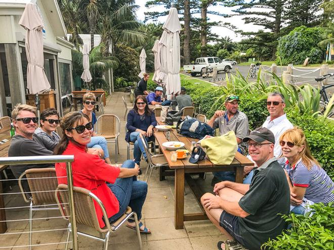 The crews of Prime Mover and Legend III share coffee in the Lord Howe Island CBD © Riviera Australia