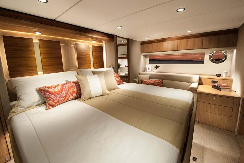 The full beam master stateroom of the Riviera 57 Enclosed Flybridge offers supreme levels of comfort photo copyright Riviera Australia taken at  and featuring the  class