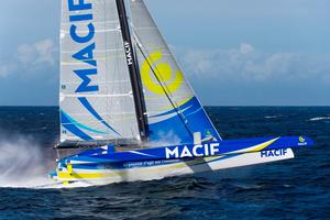 François Gabart aboard the MACIF trimaran photo copyright  Jean-Marie Liot / DPPI / Macif taken at  and featuring the  class