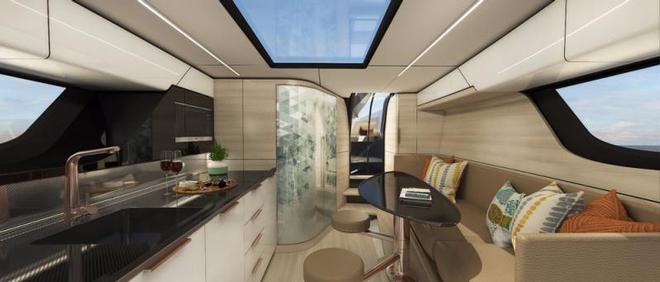 A look at the living area and galley ©  Flying Flipper