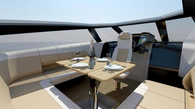 The fold-out table provides for some dining under the open sky ©  Flying Flipper