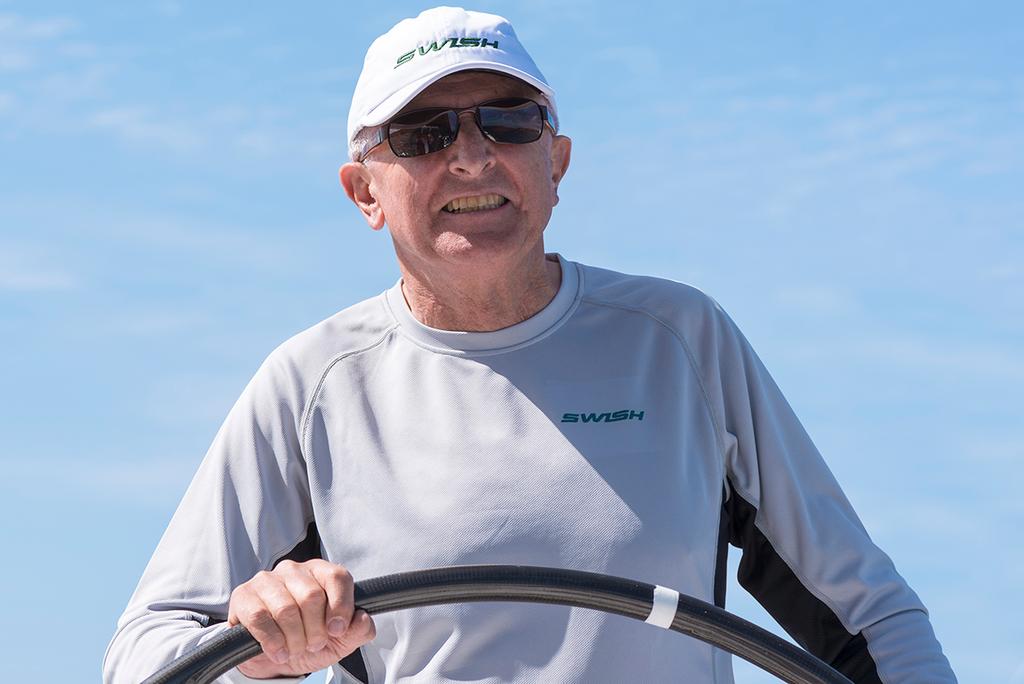 Owner Steve Proud at helm of SWISH photo copyright Jon Higgs taken at  and featuring the  class