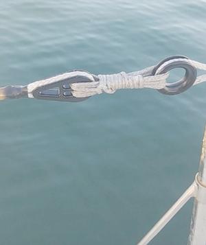 CSS41 Standard Static Lashing Block lashed with 3mm Colligo Dux lashing line to a CSS70 Terminator ® Fitting photo copyright Colligo Marine taken at  and featuring the  class