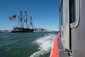 Coast Guard protects ‘Old Ironsides’ during turnaround voyage in Boston Harbor photo copyright Petty Officer 3rd Class Andrew Barresi taken at  and featuring the  class