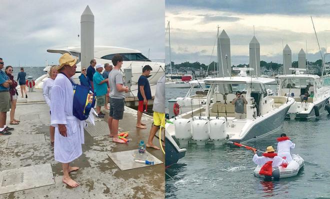 Left: Awaiting their turn in the tender relay. Right: The tender relay. © Riviera Australia