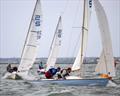 Whisper, Sail number 40 (Paul Wilkinson & Craig Beech) followed around the spreader by Wild Gull, sail number, 29, Zeus, sail number 14, on Sunday during the Sandhopper Nationals at Thorpe Bay © David Maynard / www.alleycatphotographer.com