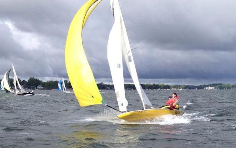 The all-American I Class Scow shows all the modern touches: tunnel hull, asymmetric spinnaker and a high tech hull photo copyright Windward Boat Works taken at  and featuring the Scow class