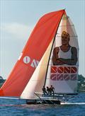 Chesty Bond, with the tallest mast, at the 1987 worlds in Perth, WA © Frank Quealey