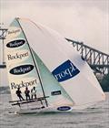 Rockport crew battles with the big spinnaker on a SE run © Frank Quealey