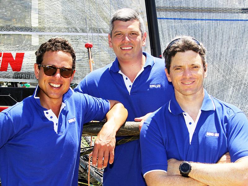 Bing Lee's team Micah Lane, Peter Harris, Scott Babbage - JJ Giltinan Championship photo copyright Frank Quealey taken at Australian 18 Footers League and featuring the 18ft Skiff class
