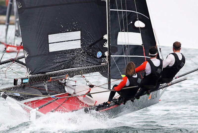 Young The Kitchen Maker-Caesarstone team are 10th overall in the championship - 18ft Skiff NSW Championship race 5 photo copyright Frank Quealey taken at Australian 18 Footers League and featuring the 18ft Skiff class