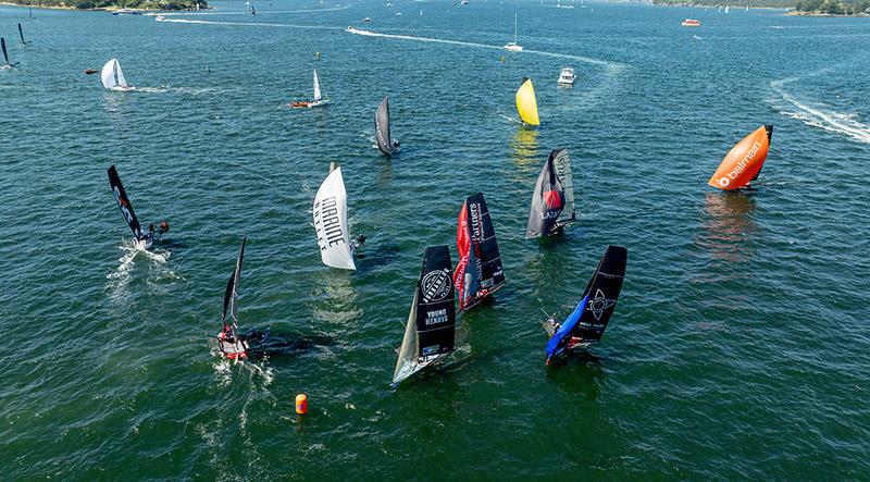 Approaching the bottom mark - 18ft Skiff Australian Championship Race 2 - photo © SailMedia