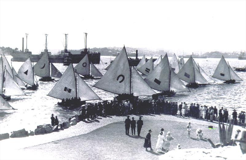 A 1920's fleet close to spectators photo copyright Archive taken at Australian 18 Footers League and featuring the 18ft Skiff class