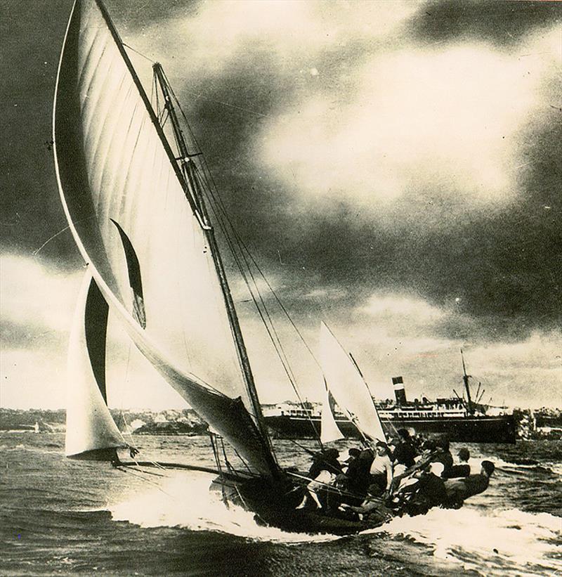 Keriki in a squall on Sydney Harbour during the 1920s photo copyright ANMM taken at Australian 18 Footers League and featuring the 18ft Skiff class