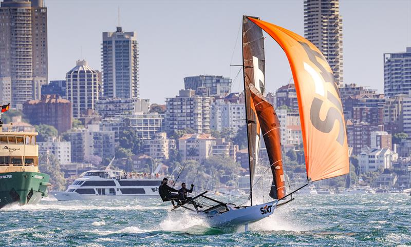 Sixt 18ft skiff racing team on a southerly spinnaker run in 2024-25 season - photo © SailMedia