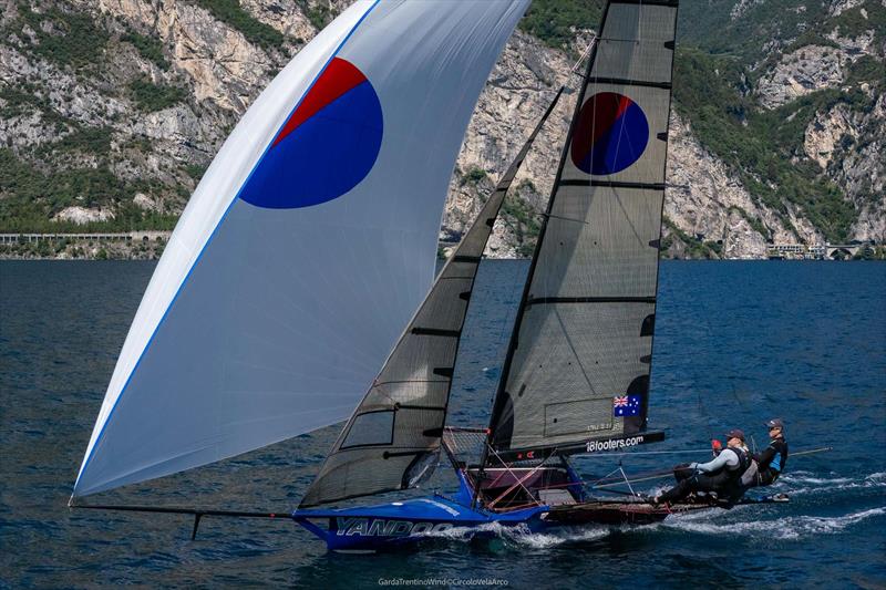 Yandoo during the 2026 18ft Skiff European and Mark Foy Championship photo copyright GardaTrentinoWind / Circolo Vela Arco taken at Circolo Vela Arco and featuring the 18ft Skiff class