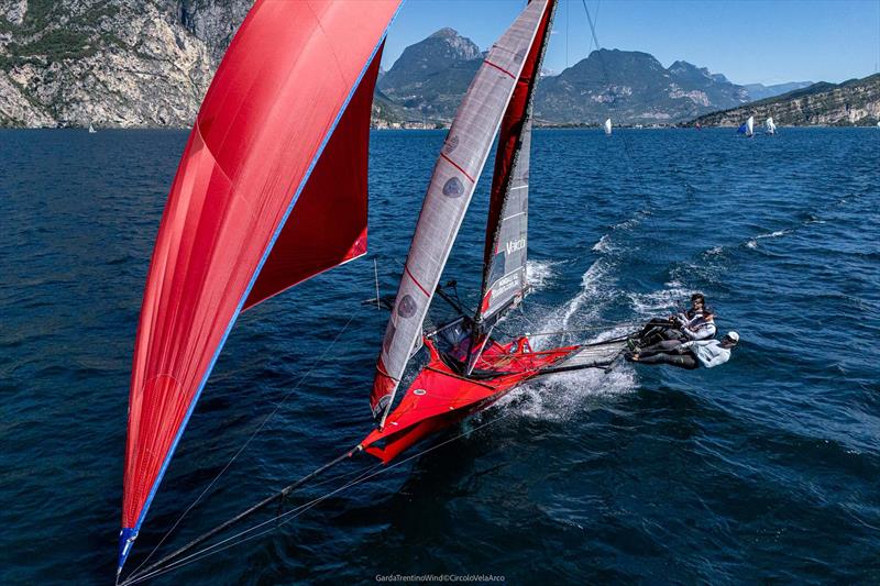 Luca Gambacorti's team during the 2026 18ft Skiff European and Mark Foy Championship - photo © GardaTrentinoWind / Circolo Vela Arco