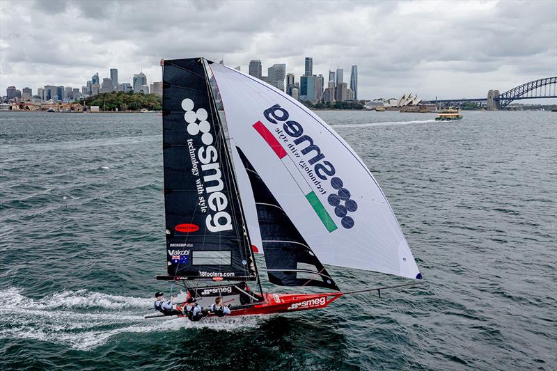 Smeg, 2023-24 season, on Sydney Harbour photo copyright SailMedia taken at Australian 18 Footers League and featuring the 18ft Skiff class