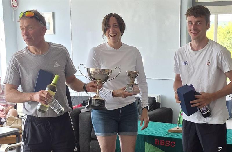 Joe Warwicker and Andy Service collecting trophies - Snipe open meeting at Bough Beech - photo © Sarah Seddon