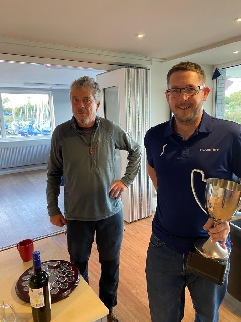 Mike Dray receiving the Thames Valley Solo Series Trophy during the Papercourt Solo Open photo copyright Frank Brown taken at Papercourt Sailing Club and featuring the Solo class