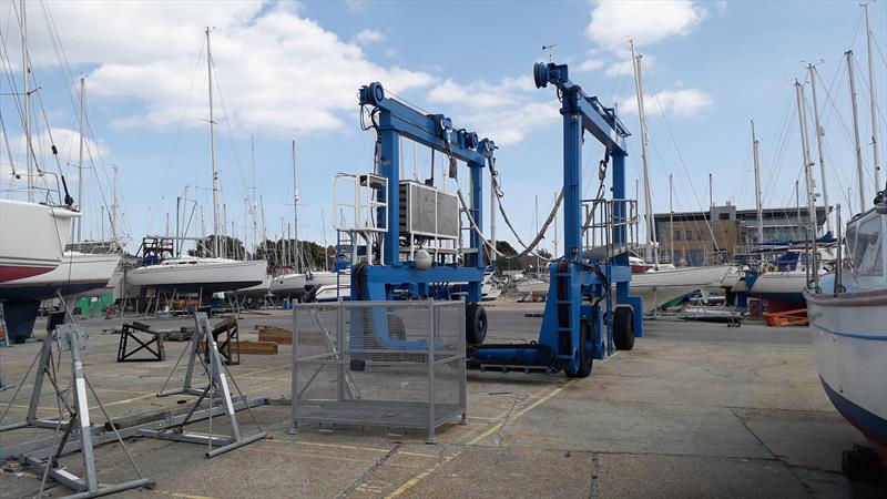 Travel lift in the boat yard - photo © Stoneways Marine