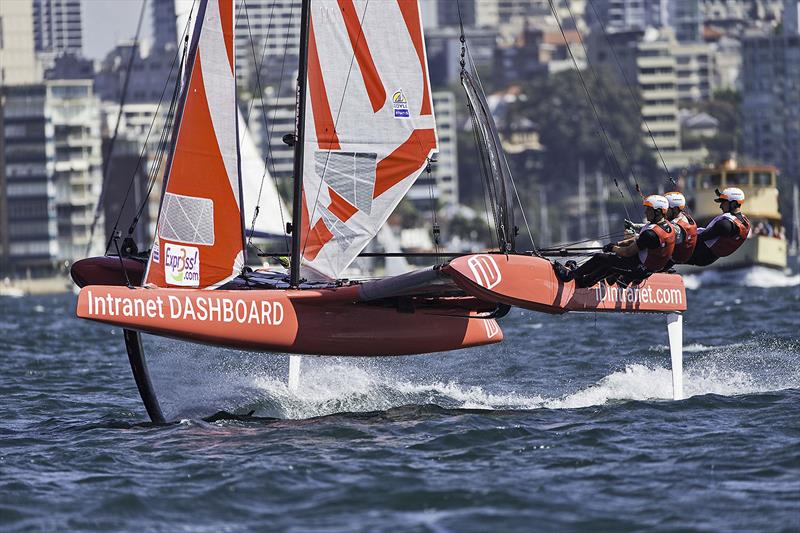 High Flying on board iD Intranet photo copyright Andrea Francolini taken at Woollahra Sailing Club and featuring the Superfoiler class